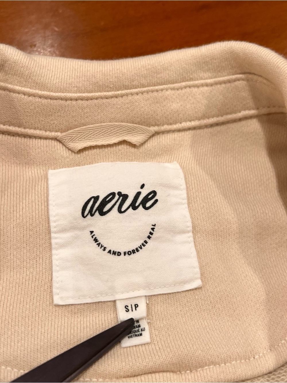 NWT American Eagle Aerie Fleece Blazer Cake Batter Small Oversized Longer Length - Picture 12 of 16